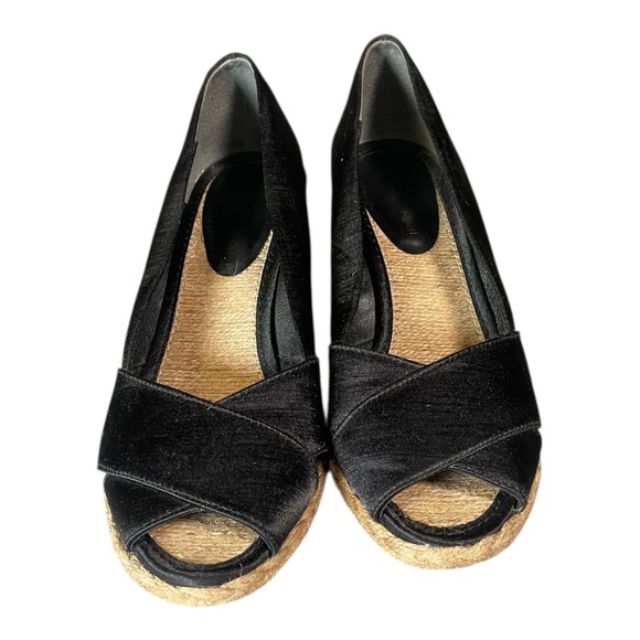 Women's Adrienne Vittadini Wedged Heeled Sandals Black Size 7.5 - Picture 2 of 6